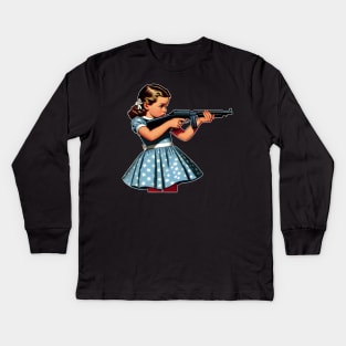 The Little Girl and a Gun Kids Long Sleeve T-Shirt